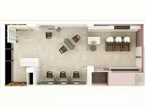 progettazione tridimensionale e rendering salone per parrucchieri